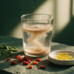 Do 'Natural GLP-1' Supplements Work? The Evidence vs the Drugs Glass of water with psyllium husk, dried barberries and yellow capsules on dark green stone
